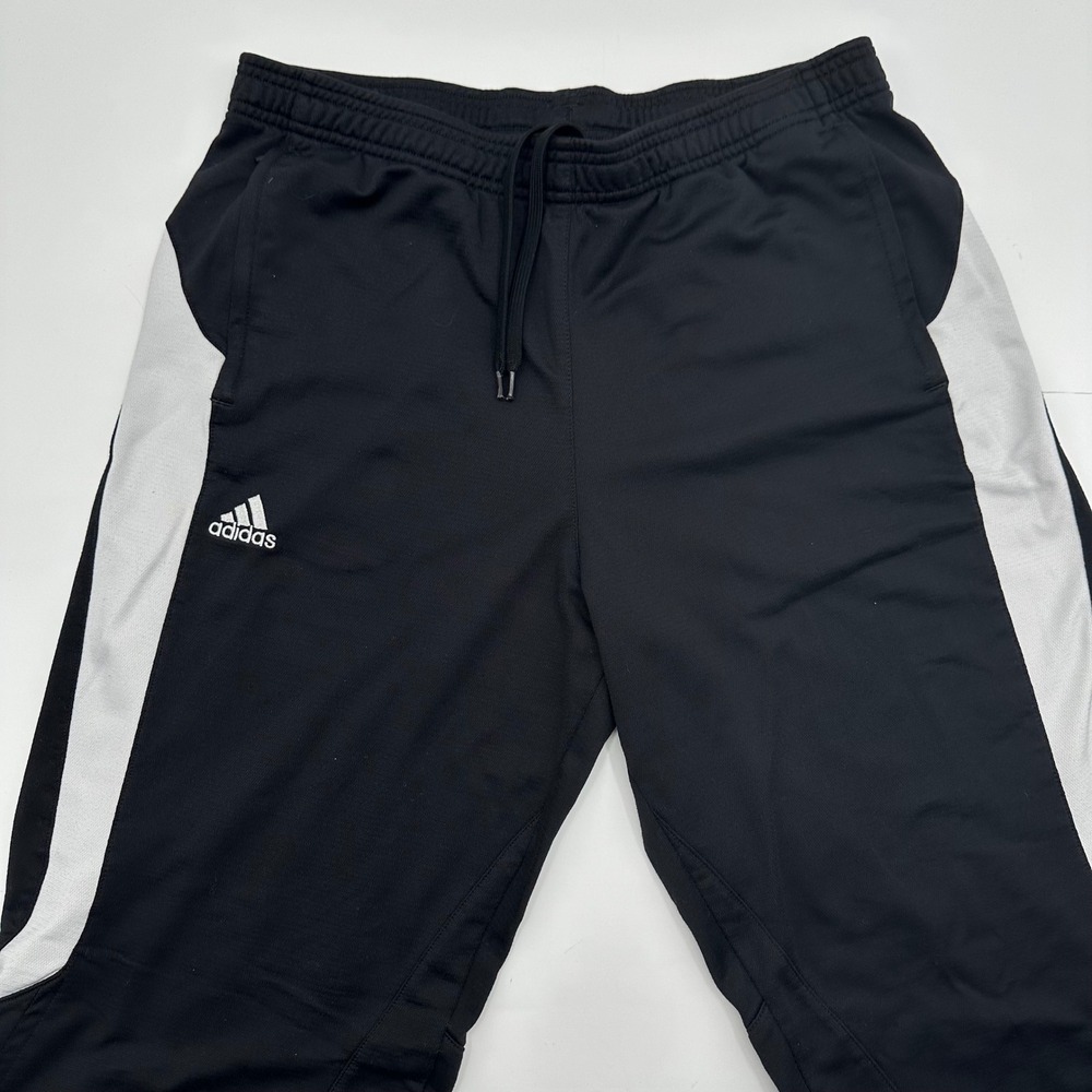 Adidas Climalite Mens Large Track Pants Black White Athletic Training leg zipper